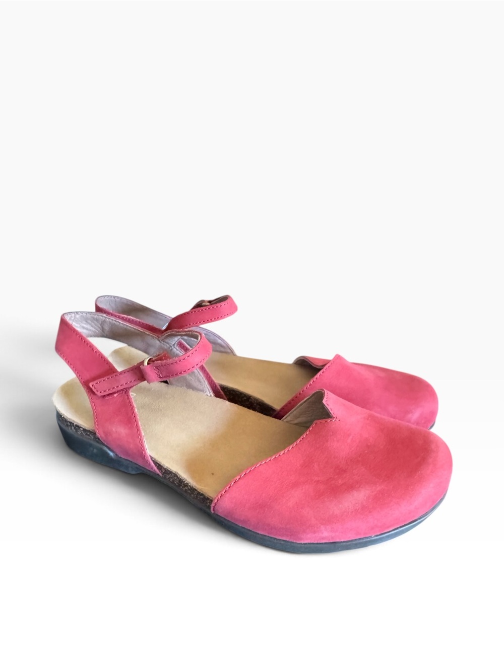 Dansko Rowan Red Suede Mary Jane Slingback Mules
